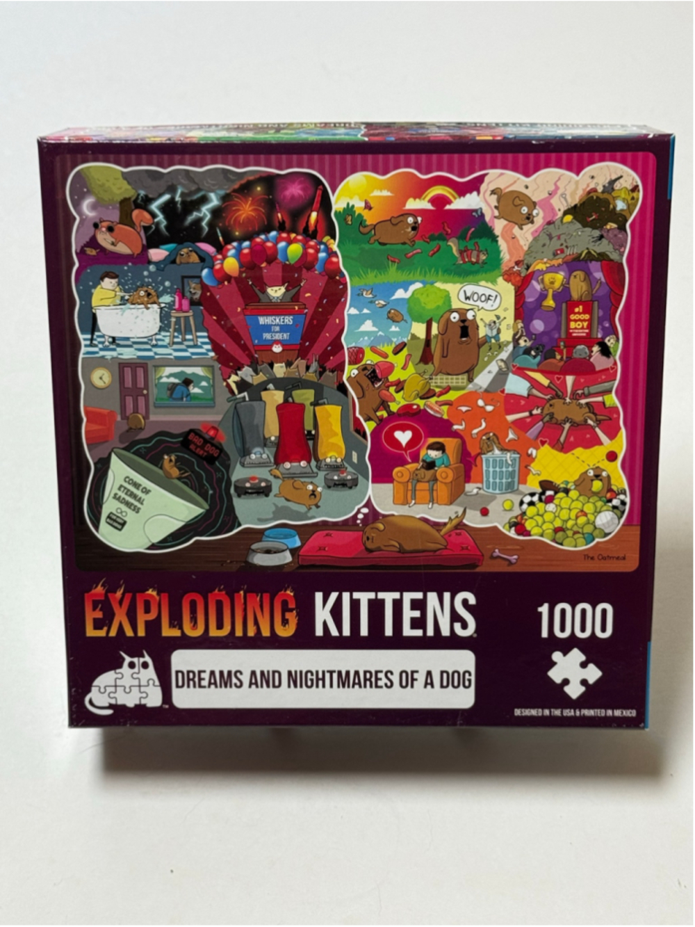 Exploding Kittens Dreams and Nightmares of a Dog 1000 Piece Puzzle NEW